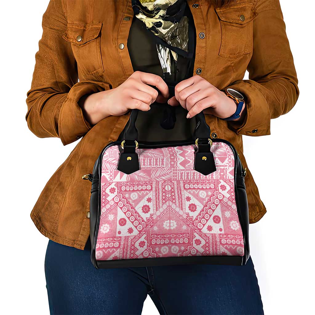 Pink Bula Fiji Shoulder Handbag Unique Masi Tapa Pattern