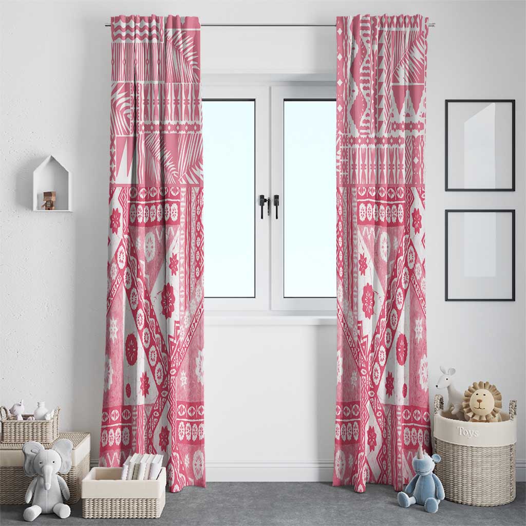 Pink Bula Fiji Window Curtain Unique Masi Tapa Pattern