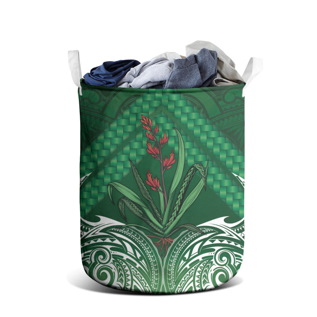 Rongoa Maori New Zealand Harakeke Laundry Basket NZ Weaving Pattern Green LT14 - Polynesian Pride