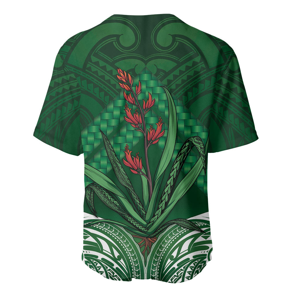 Rongoa Maori New Zealand Harakeke Baseball Jersey NZ Weaving Pattern Green LT14 - Polynesian Pride