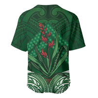 Rongoa Maori New Zealand Harakeke Baseball Jersey NZ Weaving Pattern Green LT14 - Polynesian Pride