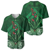 Rongoa Maori New Zealand Harakeke Baseball Jersey NZ Weaving Pattern Green LT14 - Polynesian Pride