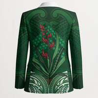 Rongoa Maori New Zealand Harakeke Blazer NZ Weaving Pattern Green LT14 - Polynesian Pride