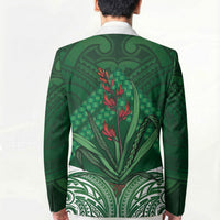 Rongoa Maori New Zealand Harakeke Blazer NZ Weaving Pattern Green LT14 - Polynesian Pride