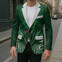 Rongoa Maori New Zealand Harakeke Blazer NZ Weaving Pattern Green LT14 - Polynesian Pride
