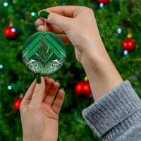 Rongoa Maori New Zealand Harakeke Ceramic Ornament NZ Weaving Pattern Green LT14 - Polynesian Pride
