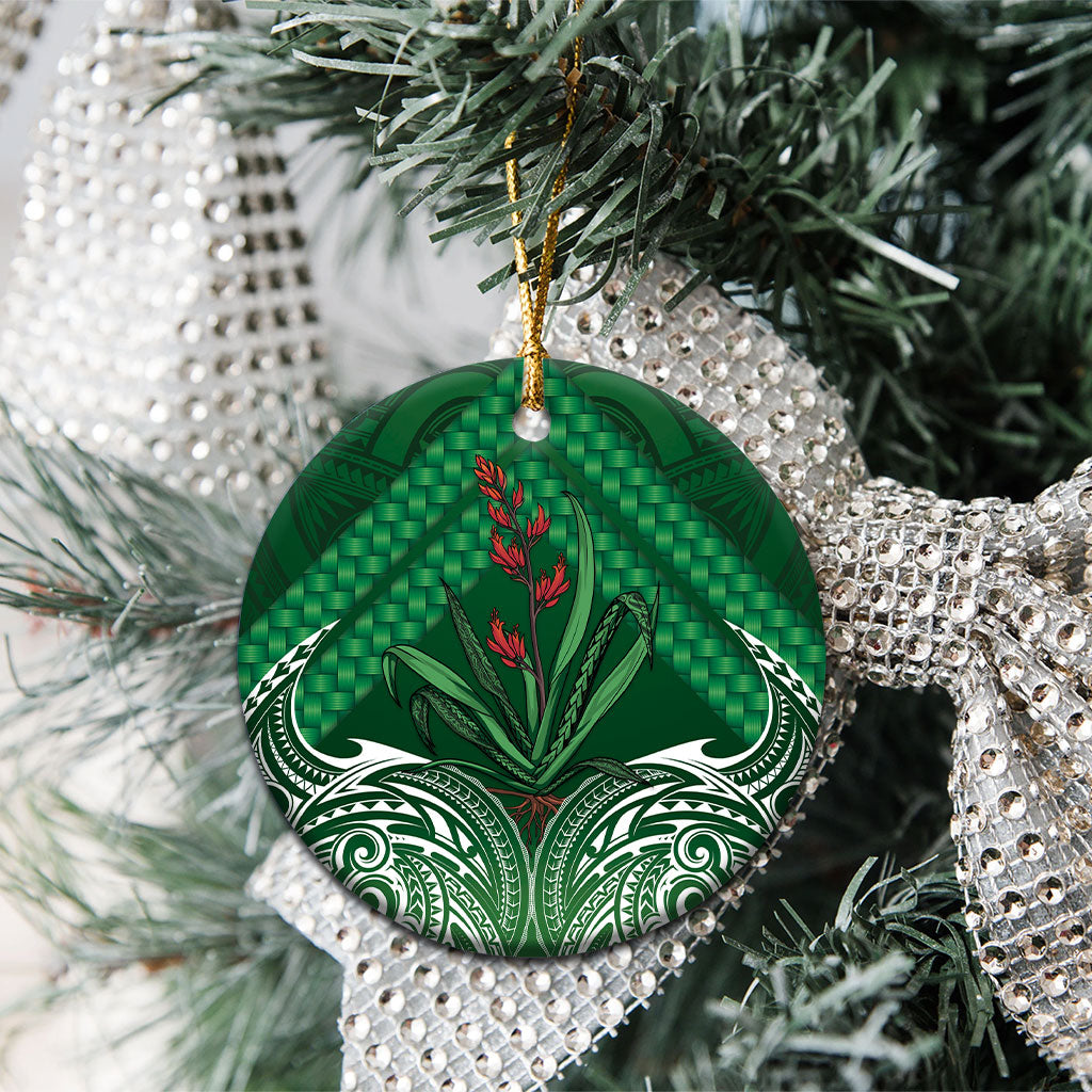 Rongoa Maori New Zealand Harakeke Ceramic Ornament NZ Weaving Pattern Green LT14 - Polynesian Pride