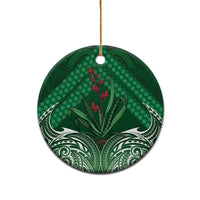 Rongoa Maori New Zealand Harakeke Ceramic Ornament NZ Weaving Pattern Green LT14 - Polynesian Pride