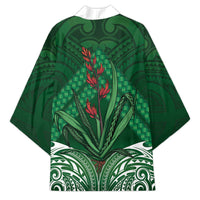 Rongoa Maori New Zealand Harakeke Kimono NZ Weaving Pattern Green LT14 - Polynesian Pride