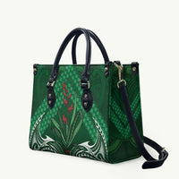 Rongoa Maori New Zealand Harakeke Leather Bag NZ Weaving Pattern Green LT14 Green - Polynesian Pride