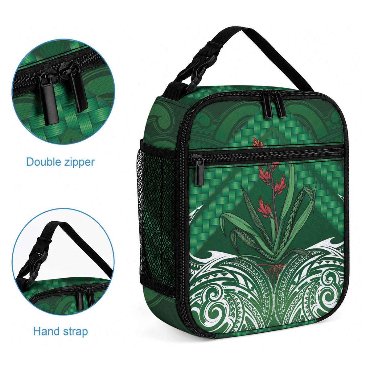 Rongoa Maori New Zealand Harakeke Lunch Bag NZ Weaving Pattern Green LT14 - Polynesian Pride