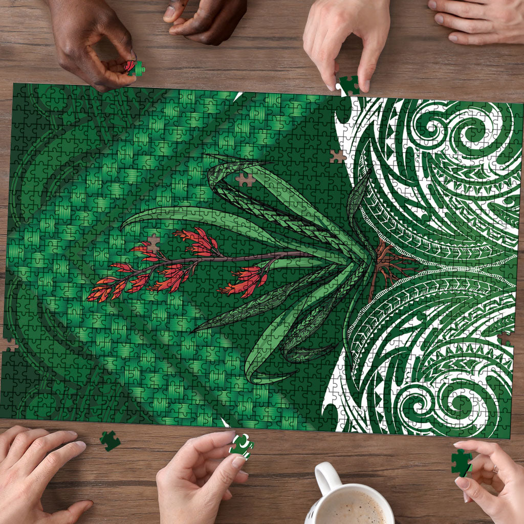 Rongoa Maori New Zealand Harakeke Puzzle NZ Weaving Pattern Green LT14 - Polynesian Pride