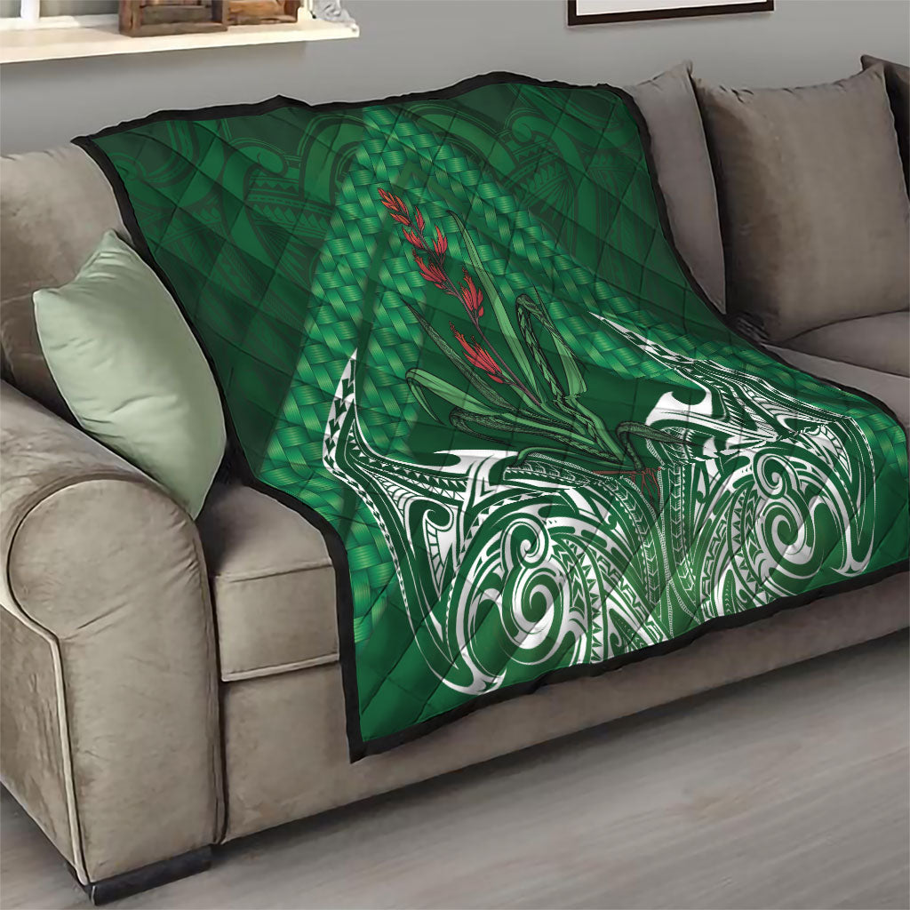 Rongoa Maori New Zealand Harakeke Quilt NZ Weaving Pattern Green LT14 - Polynesian Pride