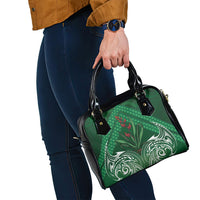 Rongoa Maori New Zealand Harakeke Shoulder Handbag NZ Weaving Pattern Green LT14 - Polynesian Pride