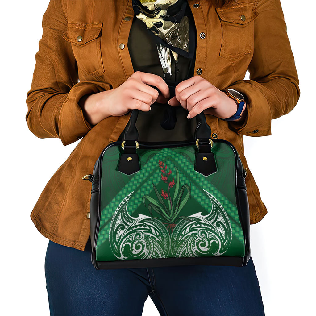 Rongoa Maori New Zealand Harakeke Shoulder Handbag NZ Weaving Pattern Green LT14 - Polynesian Pride