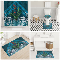 Rongoa Maori New Zealand Harakeke Bathroom Set NZ Weaving Pattern Dark Teal LT14 - Polynesian Pride