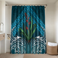 Rongoa Maori New Zealand Harakeke Bathroom Set NZ Weaving Pattern Dark Teal LT14 Shower Curtain Only Dark Teal - Polynesian Pride
