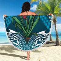 Rongoa Maori New Zealand Harakeke Beach Blanket NZ Weaving Pattern Dark Teal LT14 - Polynesian Pride