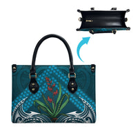 Rongoa Maori New Zealand Harakeke Leather Bag NZ Weaving Pattern Dark Teal LT14 - Polynesian Pride