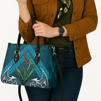 Rongoa Maori New Zealand Harakeke Leather Bag NZ Weaving Pattern Dark Teal LT14 - Polynesian Pride