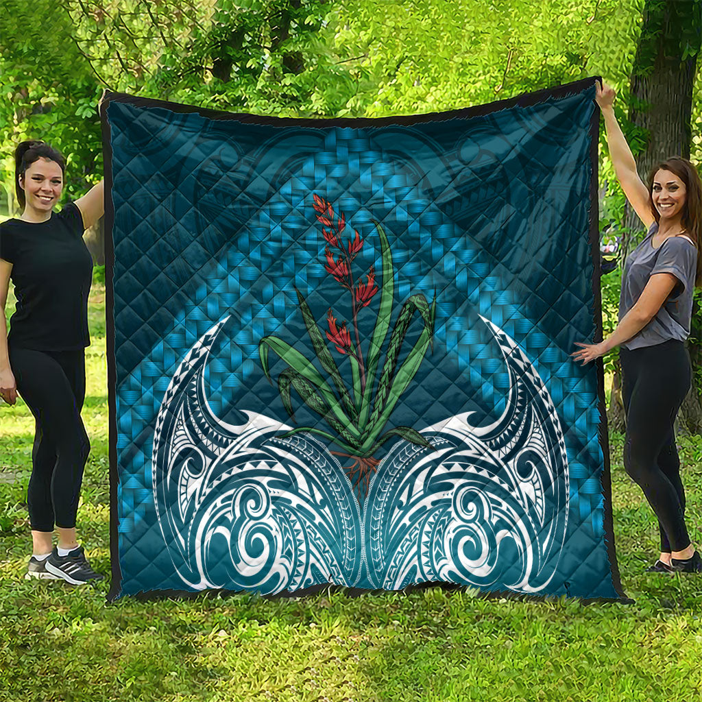 Rongoa Maori New Zealand Harakeke Quilt NZ Weaving Pattern Dark Teal LT14 - Polynesian Pride