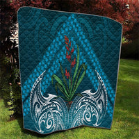 Rongoa Maori New Zealand Harakeke Quilt NZ Weaving Pattern Dark Teal LT14 - Polynesian Pride