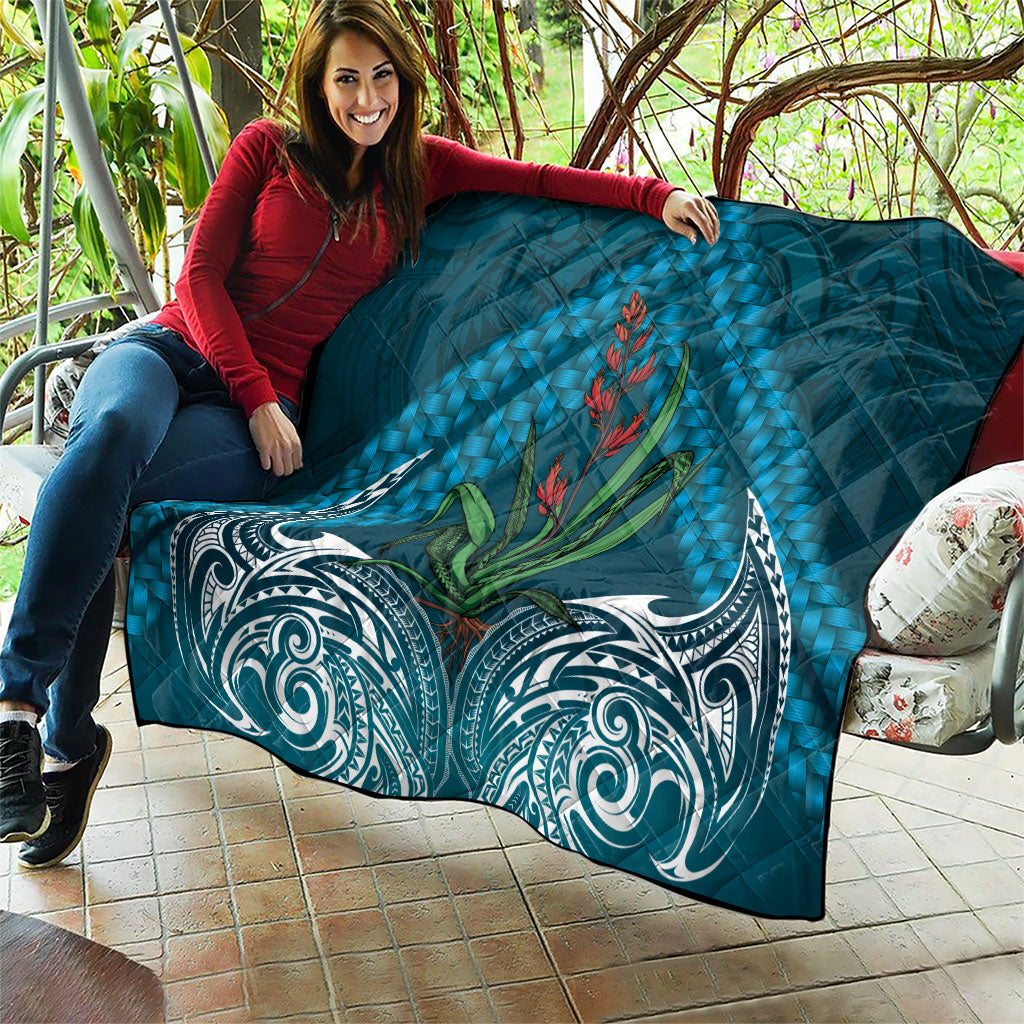Rongoa Maori New Zealand Harakeke Quilt NZ Weaving Pattern Dark Teal LT14 - Polynesian Pride