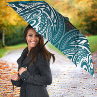 Rongoa Maori New Zealand Harakeke Umbrella NZ Weaving Pattern Dark Teal LT14 - Polynesian Pride