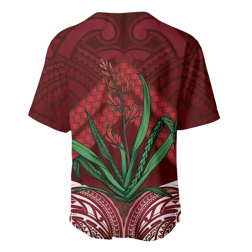 Rongoa Maori New Zealand Harakeke Baseball Jersey NZ Weaving Pattern Red LT14 - Polynesian Pride