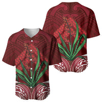 Rongoa Maori New Zealand Harakeke Baseball Jersey NZ Weaving Pattern Red LT14 - Polynesian Pride