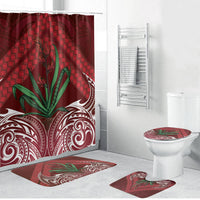 Rongoa Maori New Zealand Harakeke Bathroom Set NZ Weaving Pattern Red LT14 Bathroom Set (4 pcs) Red - Polynesian Pride