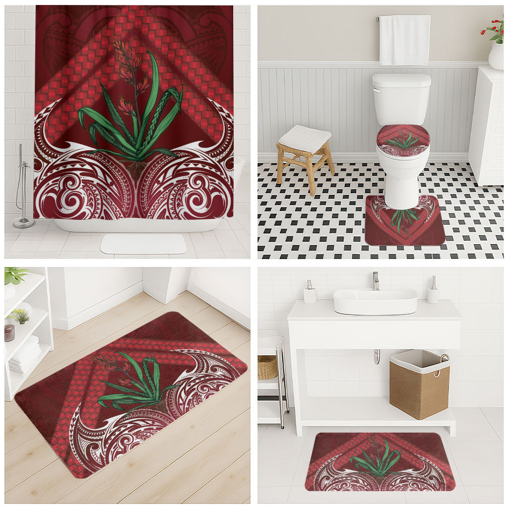Rongoa Maori New Zealand Harakeke Bathroom Set NZ Weaving Pattern Red LT14 - Polynesian Pride
