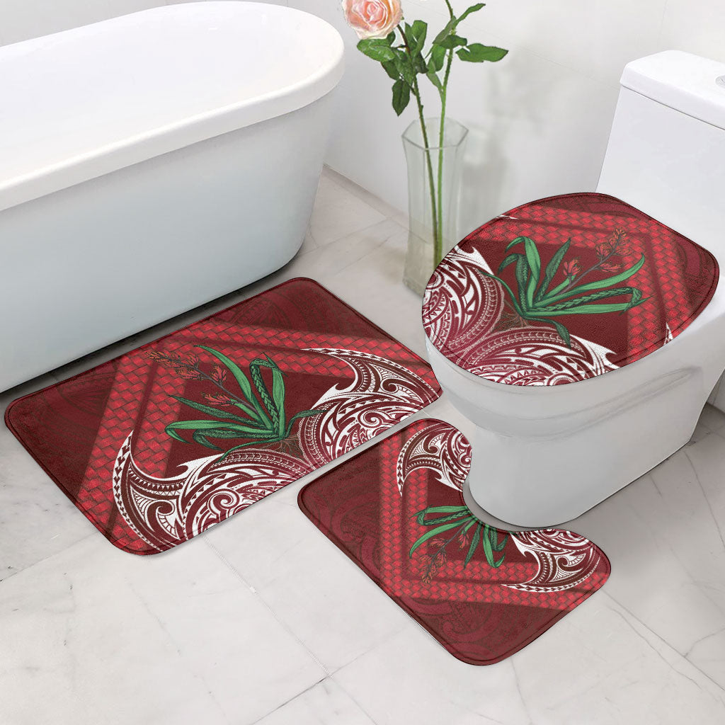 Rongoa Maori New Zealand Harakeke Bathroom Set NZ Weaving Pattern Red LT14 - Polynesian Pride