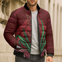 Rongoa Maori New Zealand Harakeke Bomber Puffer Jacket NZ Weaving Pattern Red LT14 - Polynesian Pride