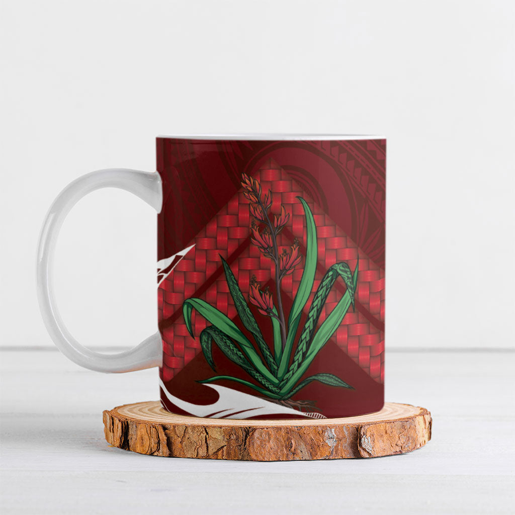 Rongoa Maori New Zealand Harakeke Ceramic Mug NZ Weaving Pattern Red LT14 Red - Polynesian Pride