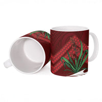 Rongoa Maori New Zealand Harakeke Ceramic Mug NZ Weaving Pattern Red LT14 - Polynesian Pride