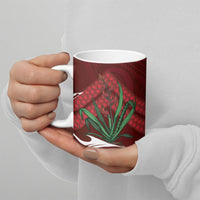 Rongoa Maori New Zealand Harakeke Ceramic Mug NZ Weaving Pattern Red LT14 - Polynesian Pride