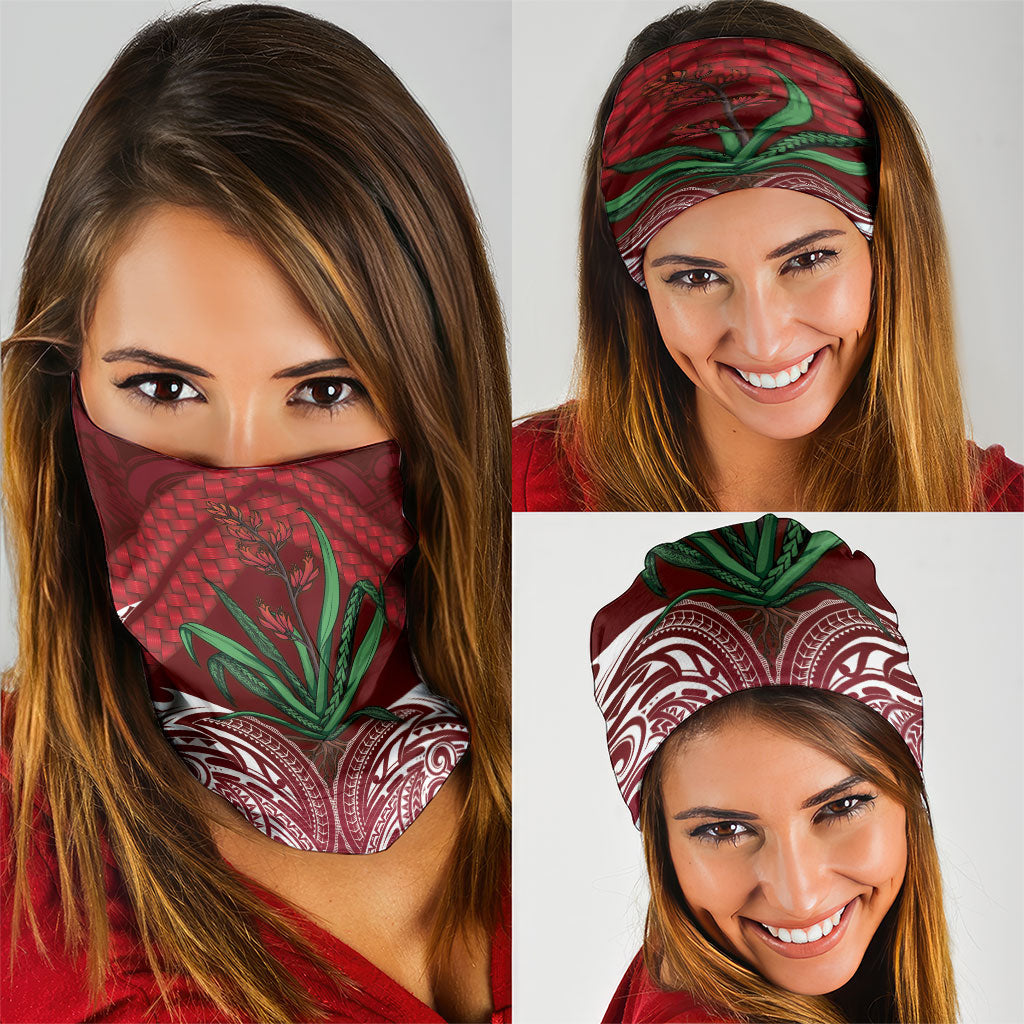 Rongoa Maori New Zealand Harakeke Neck Gaiter NZ Weaving Pattern Red LT14 - Polynesian Pride