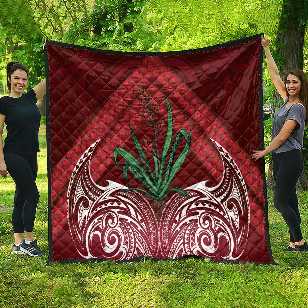 Rongoa Maori New Zealand Harakeke Quilt NZ Weaving Pattern Red LT14 - Polynesian Pride