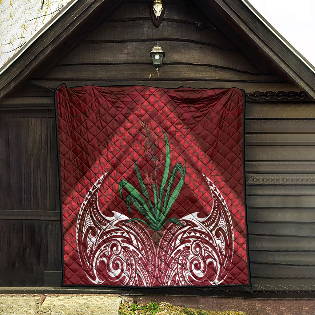 Rongoa Maori New Zealand Harakeke Quilt NZ Weaving Pattern Red LT14 - Polynesian Pride