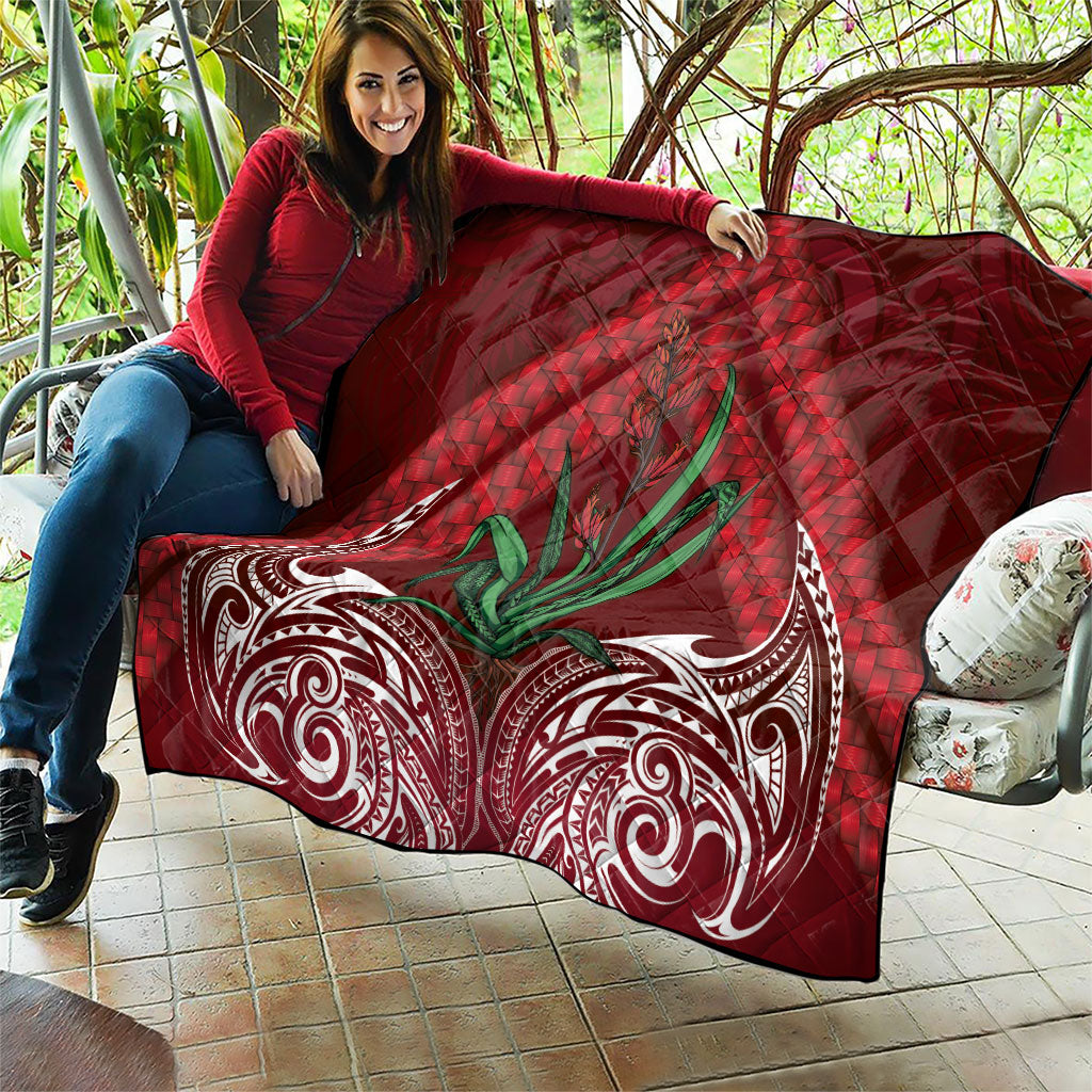 Rongoa Maori New Zealand Harakeke Quilt NZ Weaving Pattern Red LT14 - Polynesian Pride