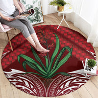 Rongoa Maori New Zealand Harakeke Round Carpet NZ Weaving Pattern Red LT14 - Polynesian Pride