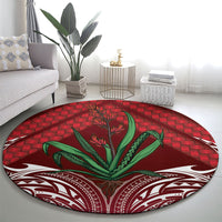 Rongoa Maori New Zealand Harakeke Round Carpet NZ Weaving Pattern Red LT14 - Polynesian Pride