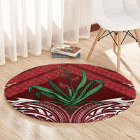 Rongoa Maori New Zealand Harakeke Round Carpet NZ Weaving Pattern Red LT14 - Polynesian Pride