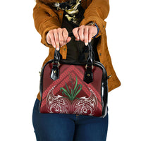 Rongoa Maori New Zealand Harakeke Shoulder Handbag NZ Weaving Pattern Red LT14 One Size Red - Polynesian Pride