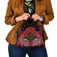 Rongoa Maori New Zealand Harakeke Shoulder Handbag NZ Weaving Pattern Red LT14 - Polynesian Pride