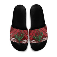 Rongoa Maori New Zealand Harakeke Slide Sandals NZ Weaving Pattern Red LT14 Red - Polynesian Pride