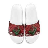 Rongoa Maori New Zealand Harakeke Slide Sandals NZ Weaving Pattern Red LT14 Red - Polynesian Pride
