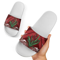 Rongoa Maori New Zealand Harakeke Slide Sandals NZ Weaving Pattern Red LT14 - Polynesian Pride