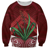 Rongoa Maori New Zealand Harakeke Sweatshirt NZ Weaving Pattern Red LT14 Unisex Red - Polynesian Pride
